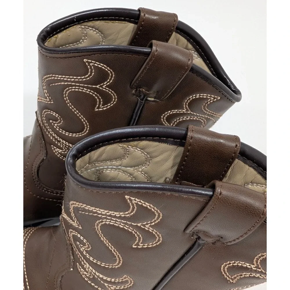 Canyon Trails Toddler Cowboy Boots Brown Faux Leather Sz 9M CT-101-BRN Excellent